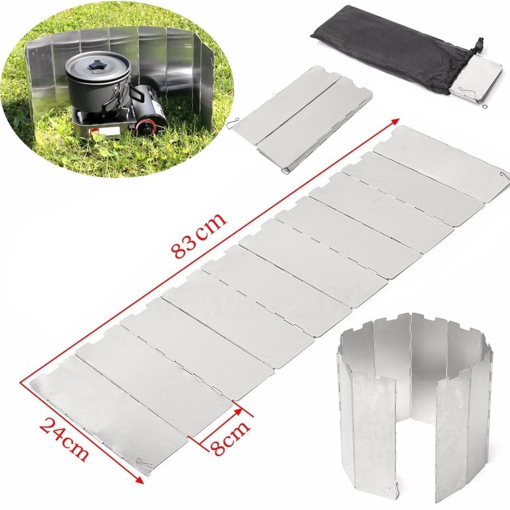 Outdoor 10 Platten Aluminium faltbar Camping Picknick Kochen Windschutz