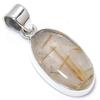 Natural Golden Rutile Gemstone 925 Solid Sterling Silver Gift Pendant 1.50" r3F44