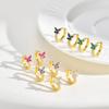 Vnox Gold Plated Copper Colorful Zirconia Butterfly Earrings for Women Girl, Classica White Crystal Stone Earrings Party Gifts