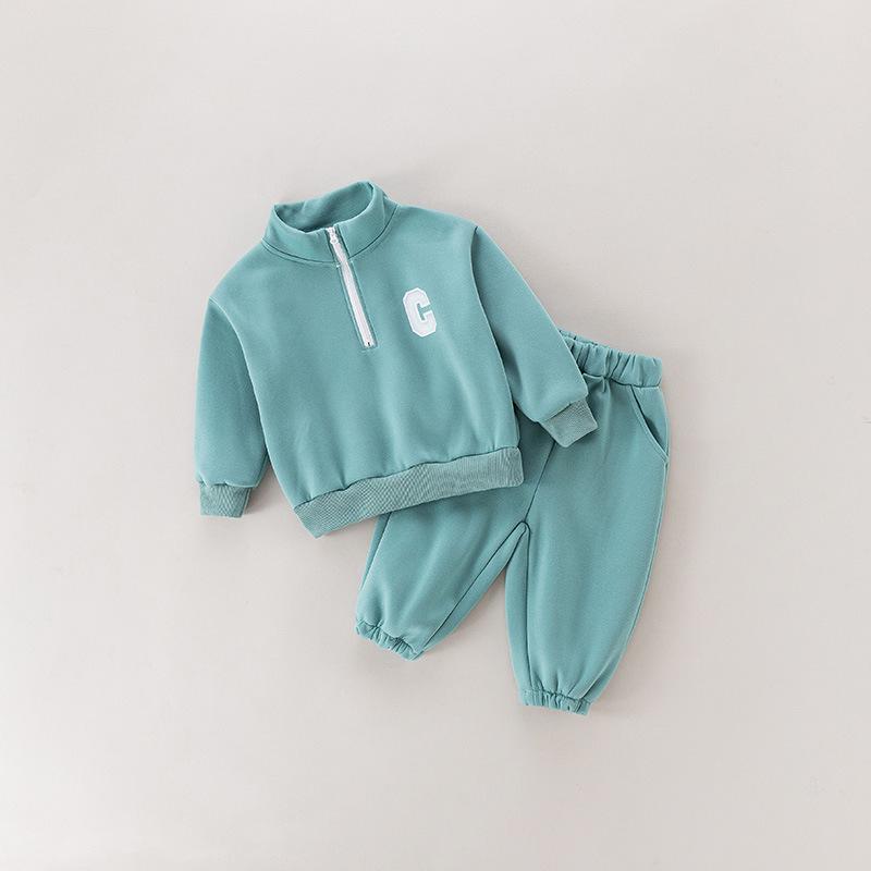 

Детский вязаный комплект: толстовка и длинные брюки - младенческий наряд со стойкой для мальчиков, утолщенный для весны и осени 120 cm