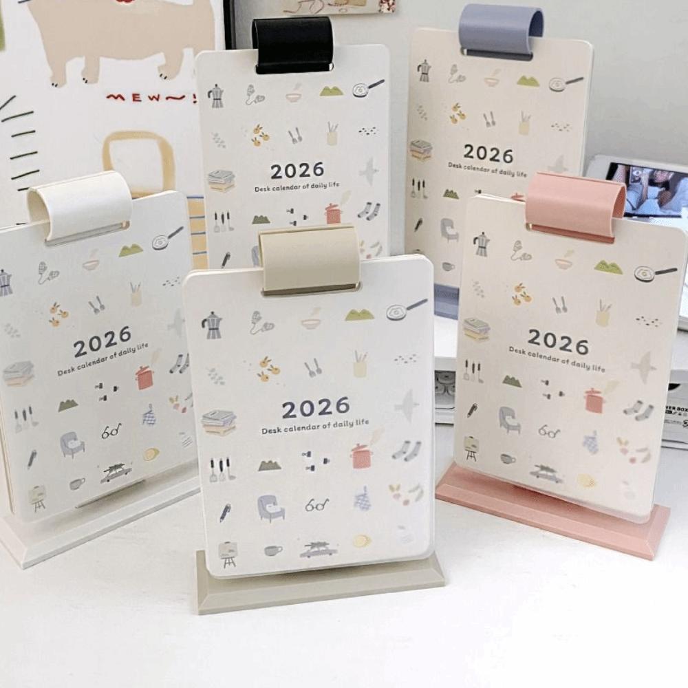 Page Flipping Cartoon Desk Planner Cartoon 2026 Cute Student Calendar  Desktop Decor