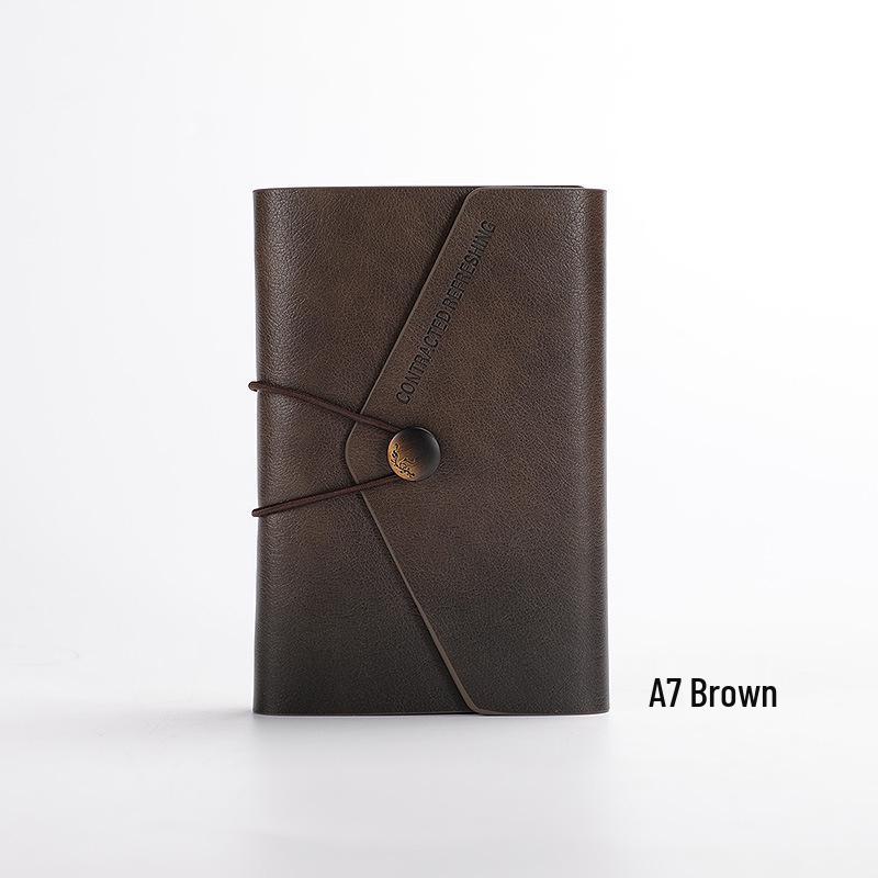 Nostalgic A6 Loose-Leaf Notebook with Retro Binding & Strap - Small A7 6-Hole Creative Pocket Journal with Logo