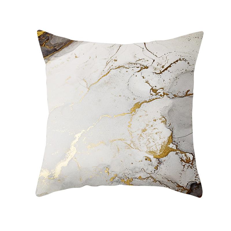 Nordic Marble Pattern Gold Edge Printed Peach Skin Pillow Cover Watercolor Ink Pattern Home Bedroom Pillow Cushion Cover