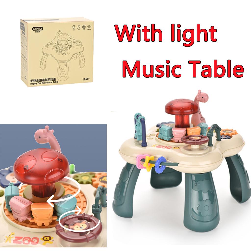 Multifunctional Mini Game Table Electric Light Music Hand Drum Desktop Animal Park Game Table for Kids