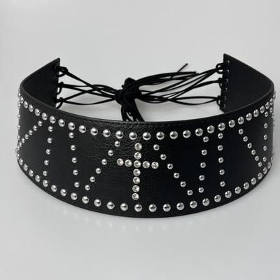 Rivet Punk Wide Belt Rhinestone Gothic Rope Tied Waist Seal Ins Punk Hip Hop All-match Belt