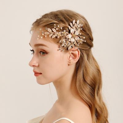 Versatile French Style Bridal Hair Clip Silk Flower Silver Bride Hairpin Luxury Pearl Wedding Headdress Bride Accessories