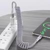 90° USB-C to type C Coiled Charger Cable Retractable Fast Charging Braided Cord for iPhone 17/16/15 Samsung Galaxy S25 S24