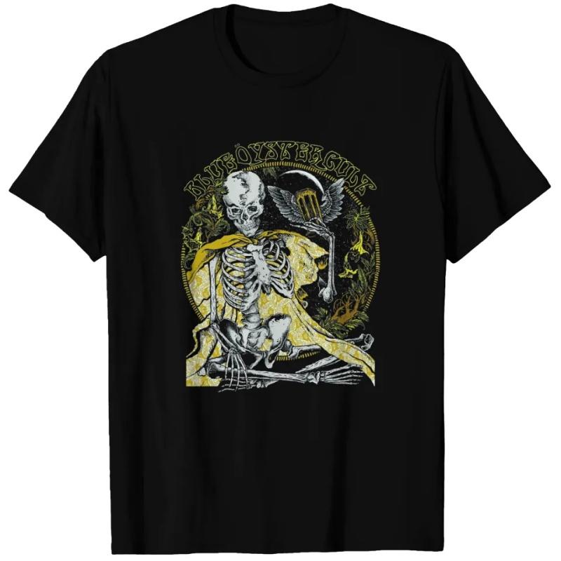T-shirt Respirant Col Rond Unisexe Été Décontracté Mode Streetwear Logo Crâne Oyster Cult Bleu Groupe de Rock Légende T-shirt