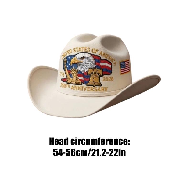 Fashionable Patriotic Embroidered Cowboy Hat Headwear Accessories For Holiday Gatherings And Outdoors adventure