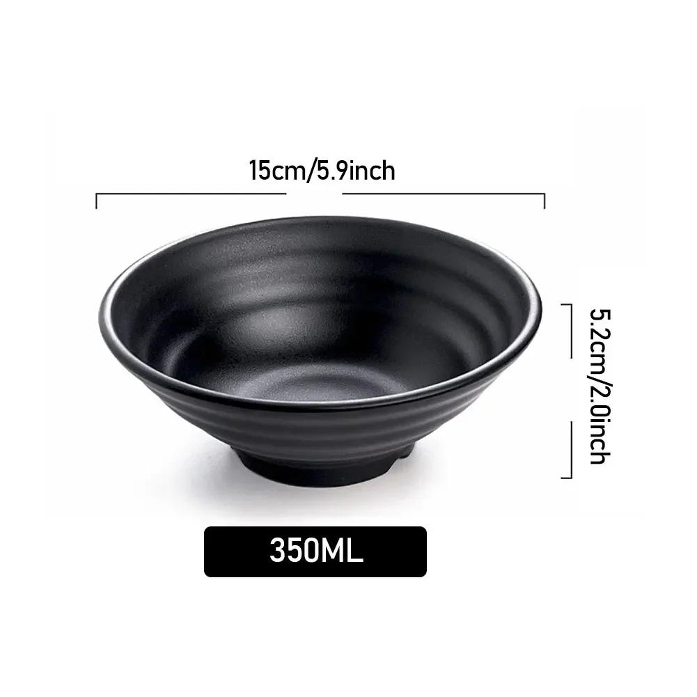 Fancyfamily Black Frosted Melamine Japanese Style Beef Ramen Bowl Bamboo Hat Shape Soup Bowl Fast Food Tableware