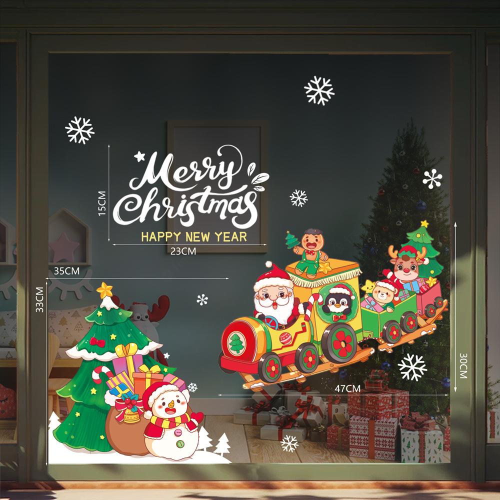 Christmas Window Sticker Xmas Glass Window Decor Snowman Snowflake Electrostatic Wall Sticker New Year Birthday Party Decoration