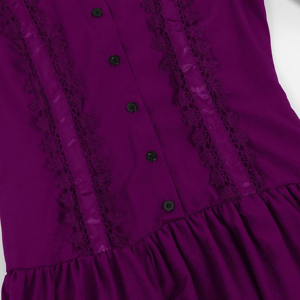 Women's Vintage Medieval Halloween Dress - Stand-Up Collar & Large Hem Skirt