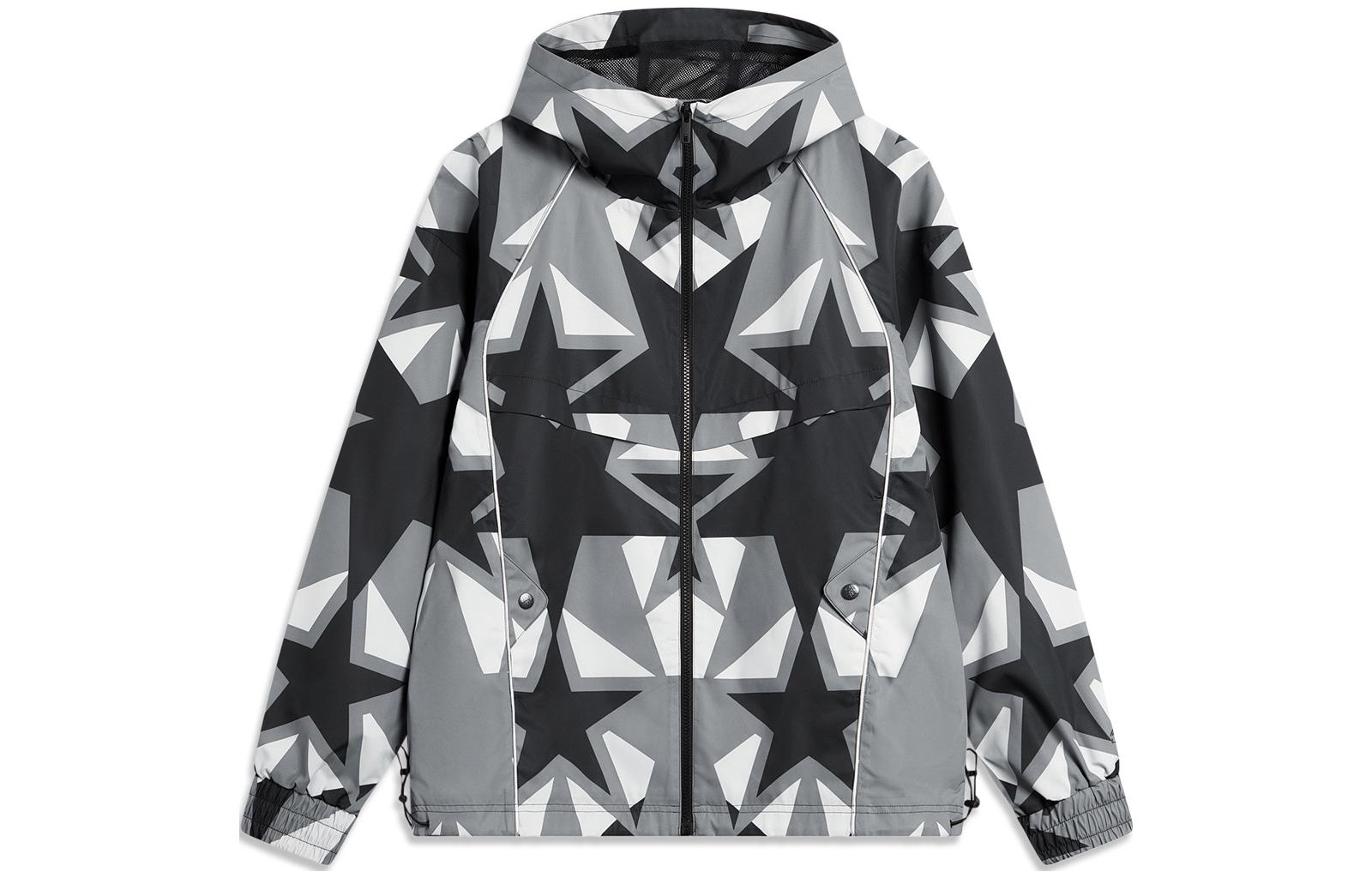 Li Ning Trench Coat Men s Black Gray All Over Print AFDT887-1 L