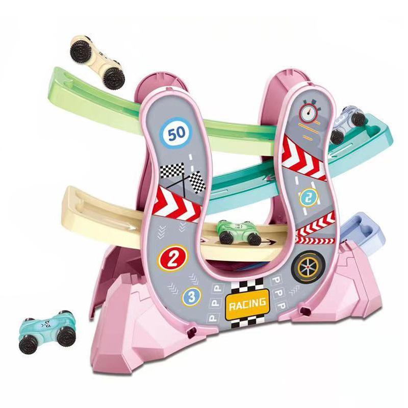 

Ramp Racer Игрушечный автомобильный набор Гоночная трасса Слайд Скользящие машинки 4 уровня Монтессори-образование для малышей Малышей Забавная игрушка в подарок розовый