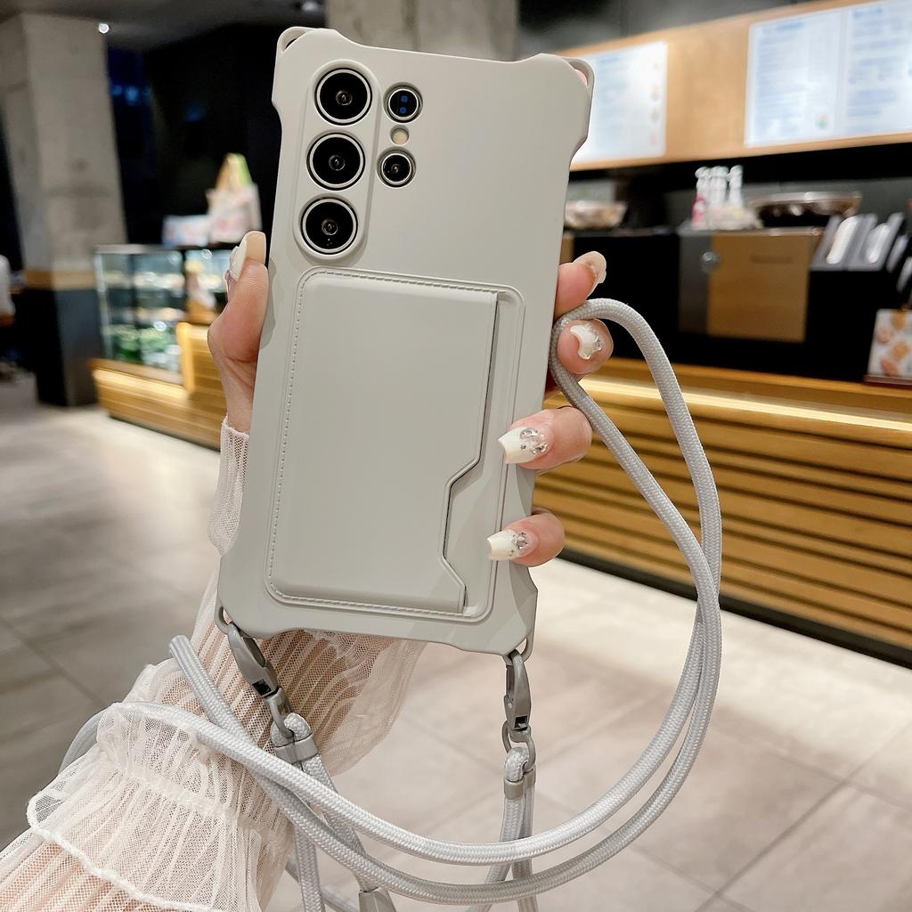 Side Card Single Rope Mobile Phone Case Is Suitable for Samsung S24ULTRA Soft Case A54 Card S23FE Lanyard S24