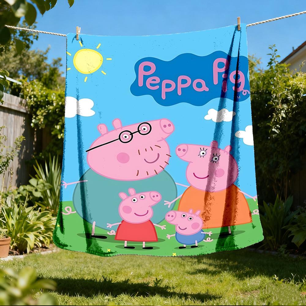 1 vnt. Pepos kiaulytės šeimos lauko pledas, lengvas flanelės užtiesalas kelionėms, stovyklavimui, svetainei, sofai, kėdei, minkštas