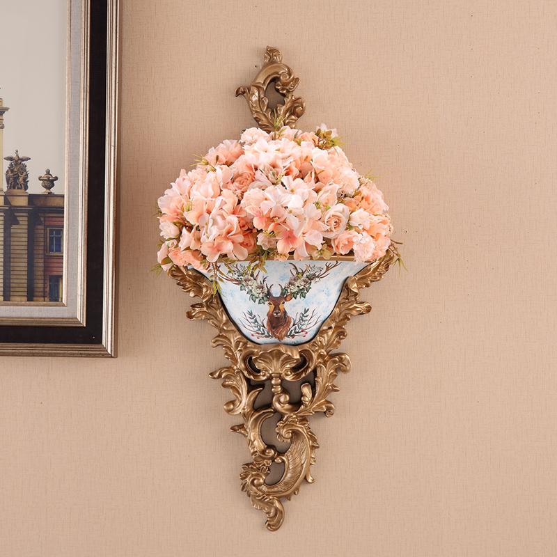 European Wall-Mounted Vase: Creative Resin Ornament for Retro Home Decor