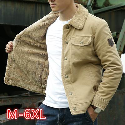 Zimowa kurtka męska Large Size Plus Velvet Thick Cotton Coat Men Warm Tooling Jacket