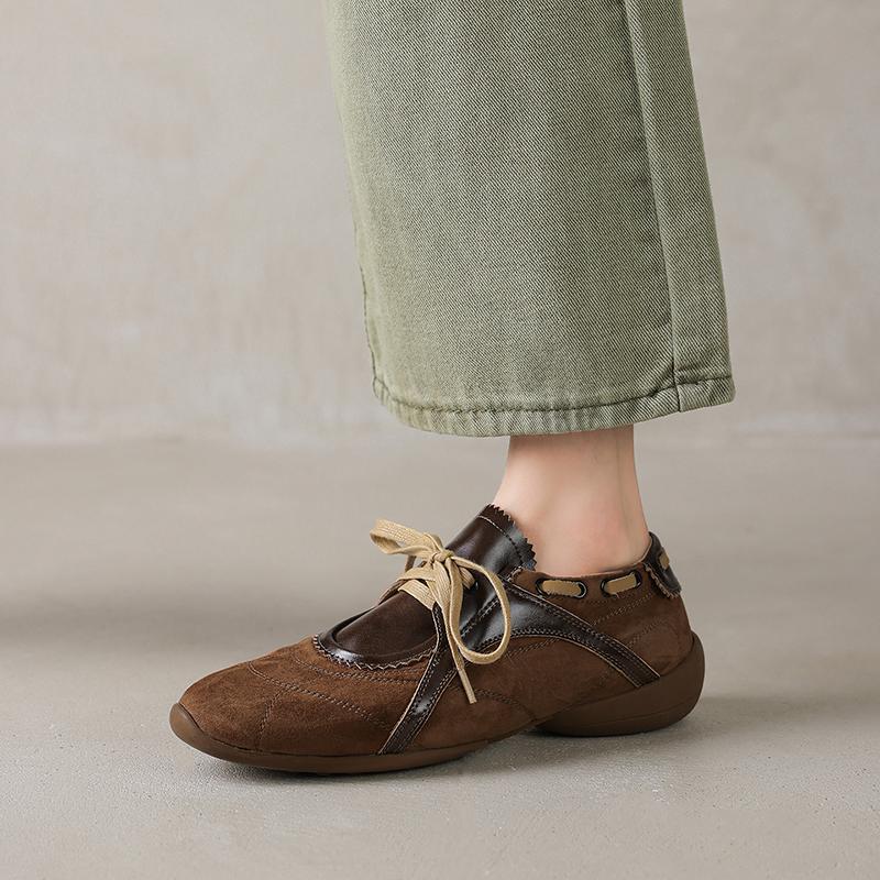 Fashion 2025 Autumn New Women Sheep Suede Sneakers Hollow Training Sport Shoes Contrast Casual Daily Shoes Mid Heel Platforms Sneakers