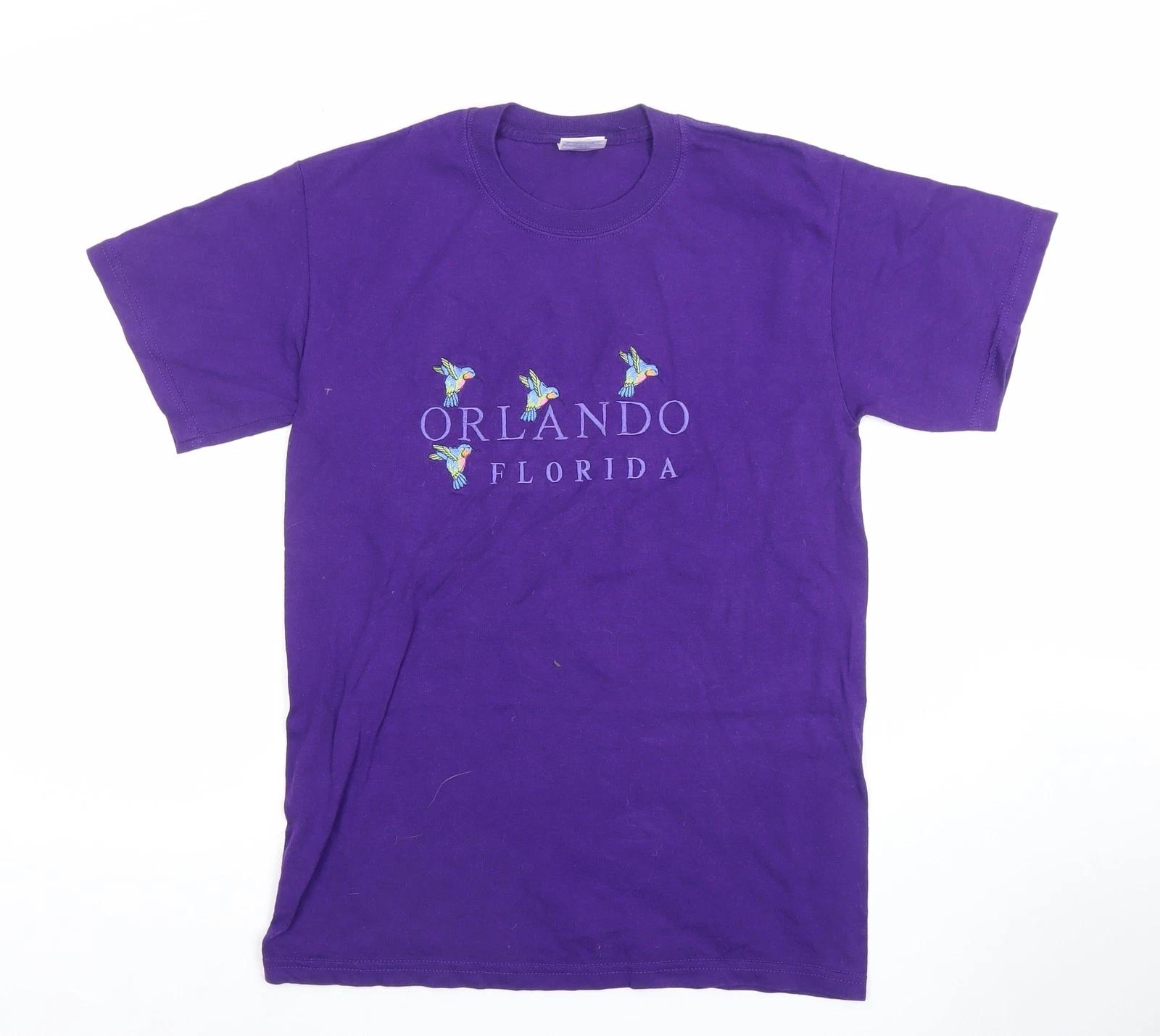 

Gildan Women’s Purple Orlando Florida Embroidered Cotton T-Shirt Size S 2XL