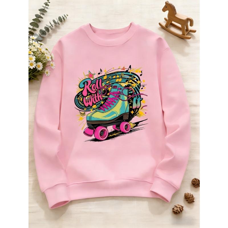 Tailles européennes Sweat à col rond pour fille Haut imprimé tendance.