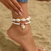 Bohemian Sea Shell Woven Anklet For Women Ceramic Fish Heart Shells Beads Bracelet On The Leg Boho Beach Barefoot Sandal Jewelry