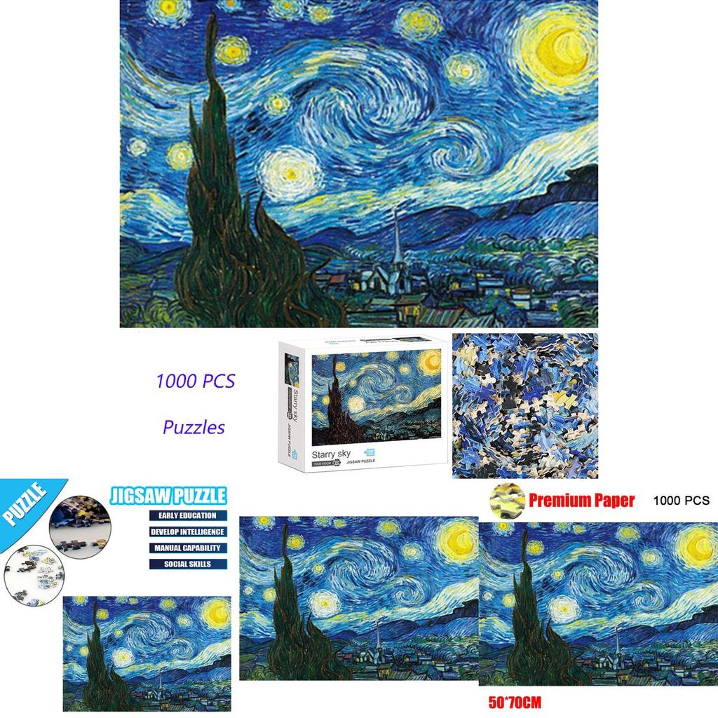 Quebra-Cabeças de 1000 Peças Para Adultos e Crianças Apresentando o Design A Noite Estrelada