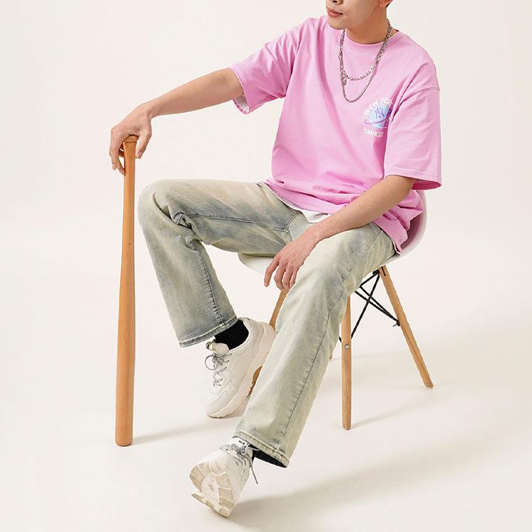 New MLB New York Yankees T Shirt Unisex Pink 3ATSL4023-50PKS