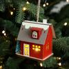 Decorative Christmas Snow House Pendant Christmas Tree Hanging Lighting Glowing Log Cabin Mini Elk LED Wooden Christmas House