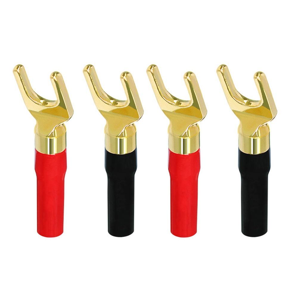 2/4Pcs 24K Gold Plated Gold Plated Audio Connector Self-locking Banana Plug  Audio Cable Adapter