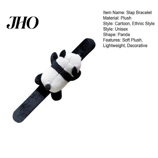 Silicone Slap Band Bracelet Cartoon Panda Doll Decor Color Matching Elastic Flexible Soft Plush Snap Couple Gift Wrist Decoration Wrapping