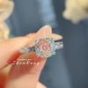 Women Jewelry Set Octagon Rose Cut Necklace Pendant with High Carbon Diamond Red Earrings Pink Ring