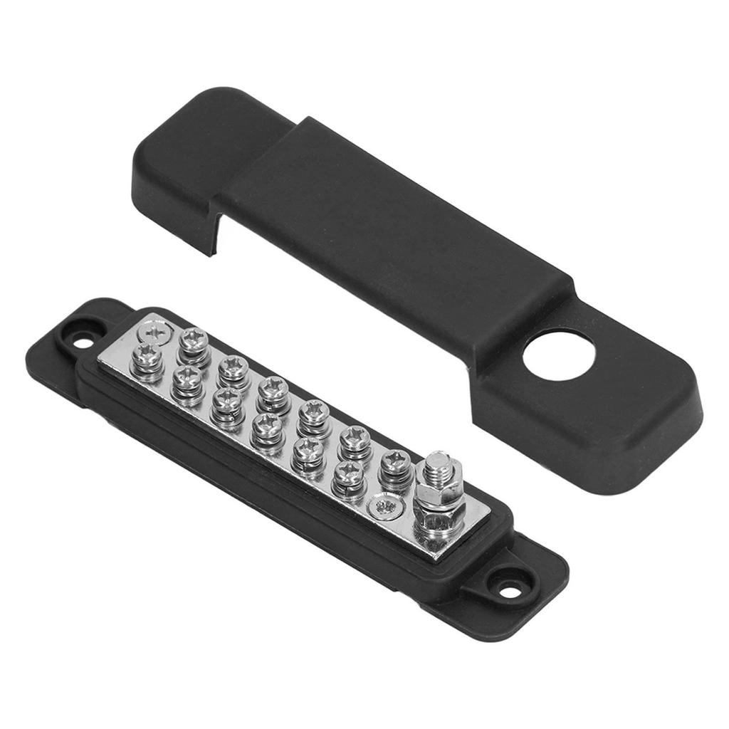 Power Distribution Terminal Block Busbar 12 Position Studs Distribution Block Bus Bar with Cover