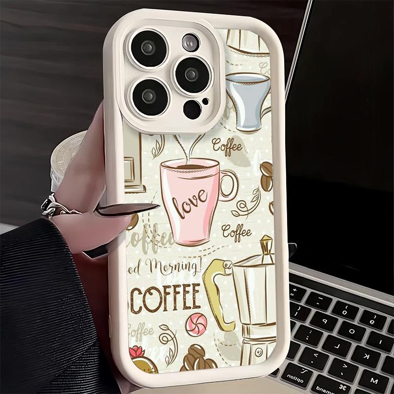 Phone Case for iPhone 17 Air 16E 15 16 Pro Max Black Coffee Fashion Style Cover 14 Plus 13 12 Mini Soft Shell Silicone Fundas