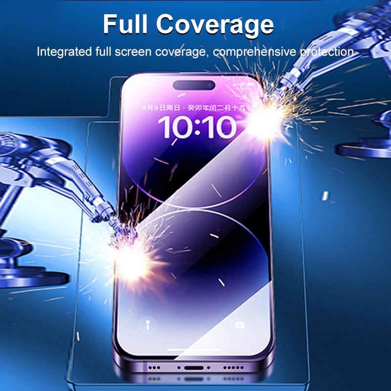 One-click installation Full Cover Anti Blue Ray Tempered Glass For iPhone Air 17 16 15 14 13 11 12 Pro Max X XS XR Screen Protector