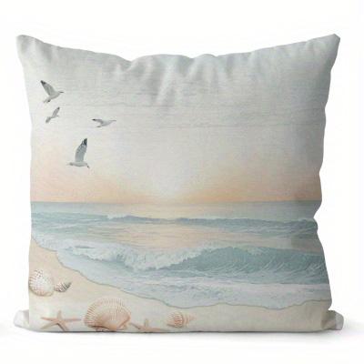 Home Decor Sea Creatures  Beach Scenes Pillow Covers Pattern Cushion Cover Suitable For Sofa Bedroom Car Pillow Cover