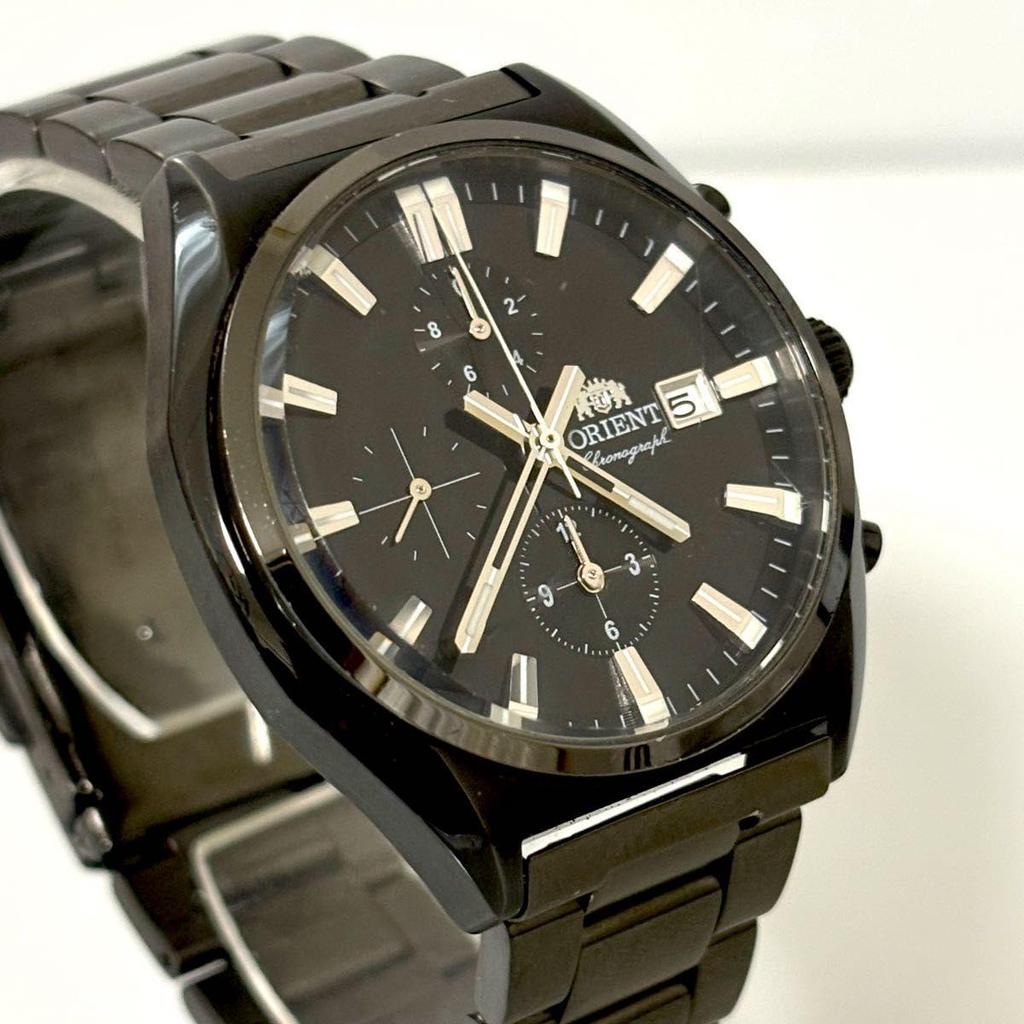 Used [New battery] ORIENT cut glass quartz men's watch