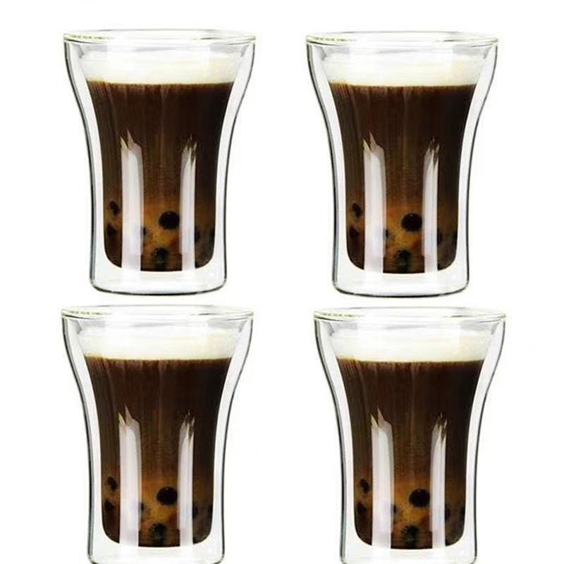 100/200/250ML Jednoduchý dvoustěnný skleněný hrnek Odolný vůči teplu a chladu Neopařující Hrnek na kávu Mléko Brandy Víno Hrnek Kavárenské příslušenství