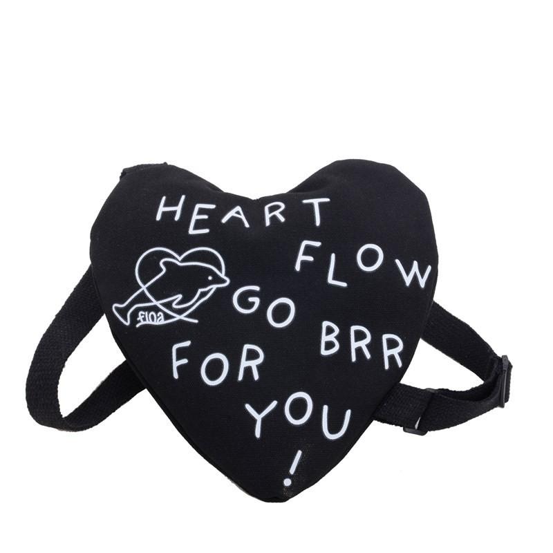 Letter Simple And Dolphin Pattern Heartshaped Children Canvas Bag Shoulder