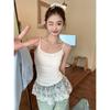 Summer Korean Color-Block Lace Trim Ballet Style Sweet Camisole Top