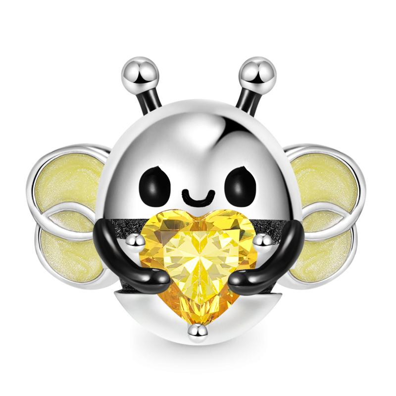 Hot Sale DIY Making Sparkling Bee & Glow Firefly Dangle Charm Bead Fit Original Europeans Copper 925 Bracelet Women Zircon Gift