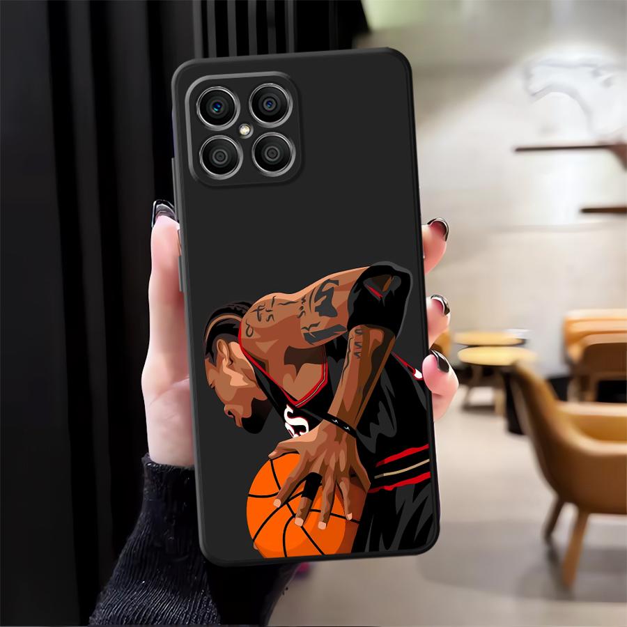 Black Soft Phone Cover Case for Honor Magic5Lite X7 70 90 8X 200 400 Lite X9a X8 X5b X6 Basketball Players Cool