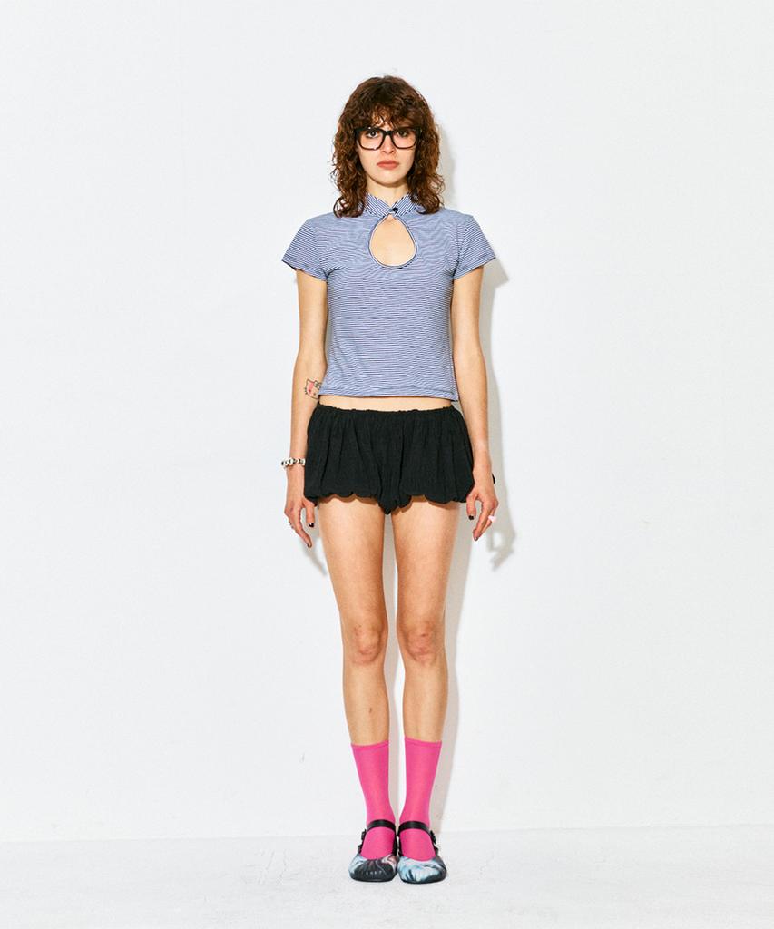 Haitaideupeulaengki Pleated Balloon Shorts Black