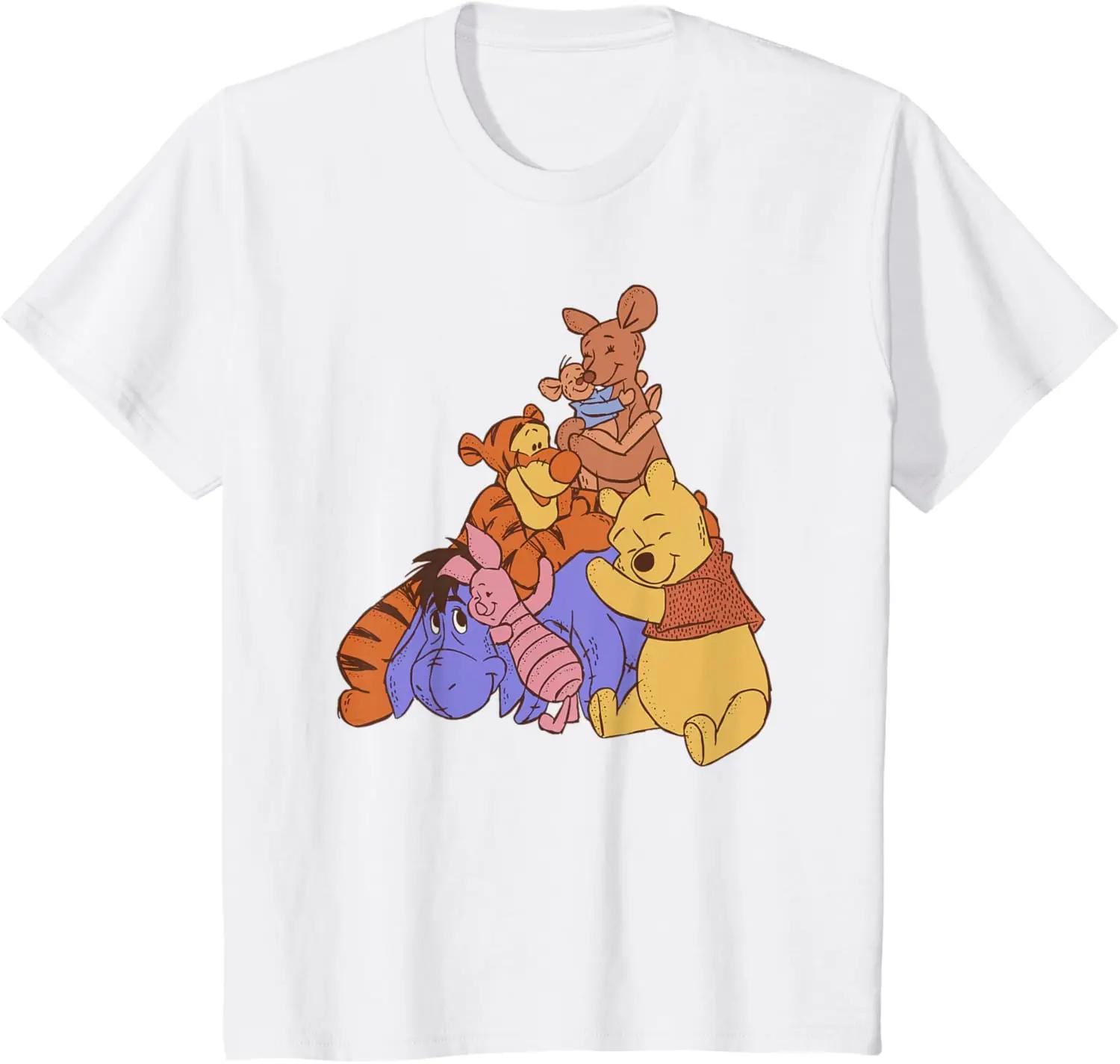 Hot Fashion Casual Disney Winnie The Pooh Hundred Acre Kanga Roo Group Hug T-Shirt S-4XL Four Seasons M