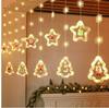 USB Remote-Controlled Copper Wire Curtain Lights with Christmas Stars & Snowflakes, Leather Line, for Holiday Decor