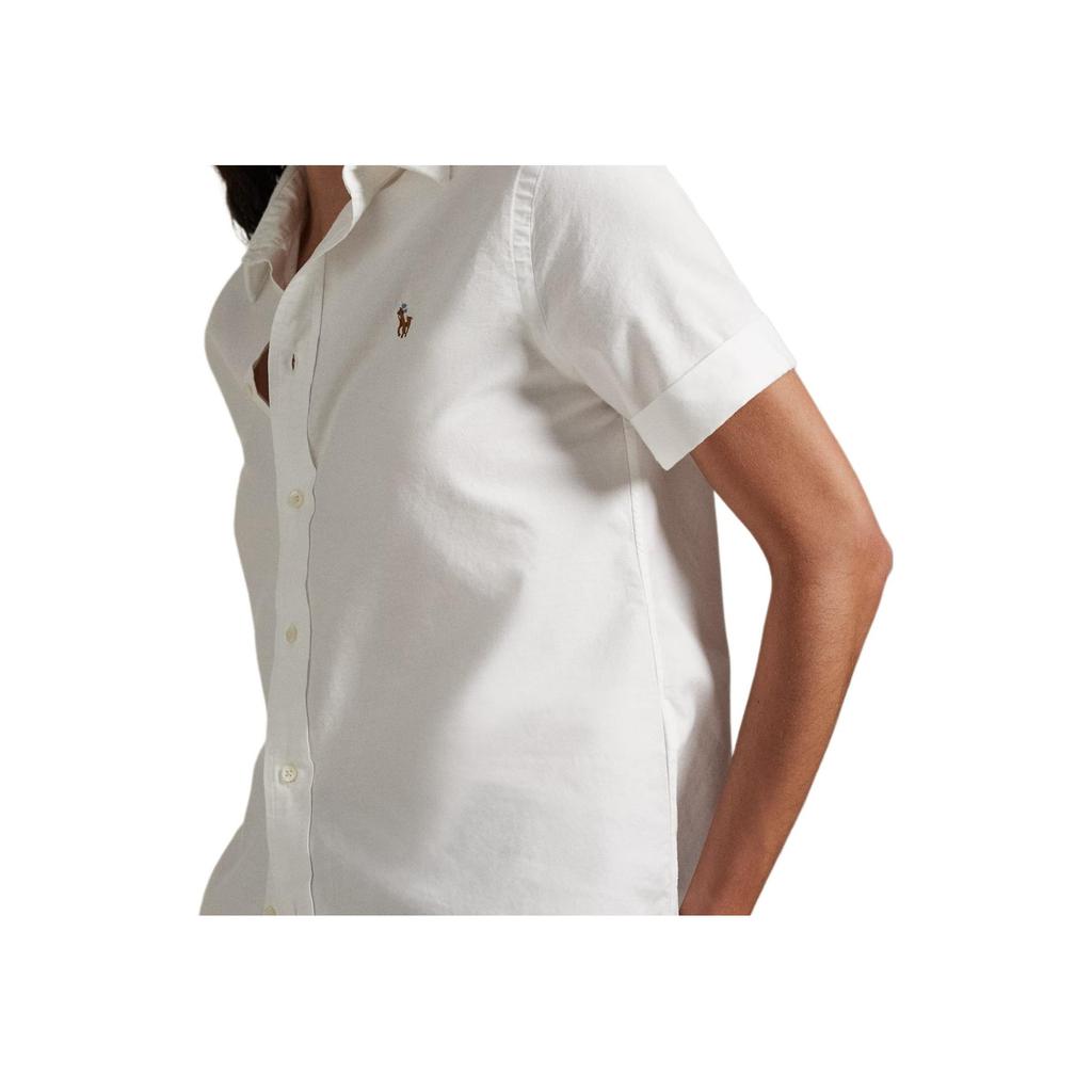 Polo Ralph Lauren Straight Fit Oxford Short Sleeve Shirt Women Shirts White 211975481-002