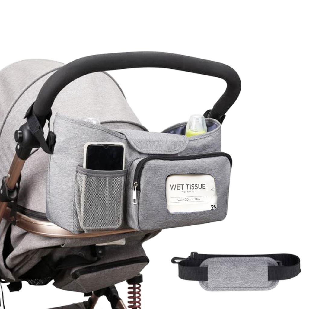 GRANSEED Stroller Bag with Drink Easy Diaper Baby Bottle Large Multifunctional [2025 Latest] Holder, Installation, Pouch, Pocket, Storage, 2-Way,