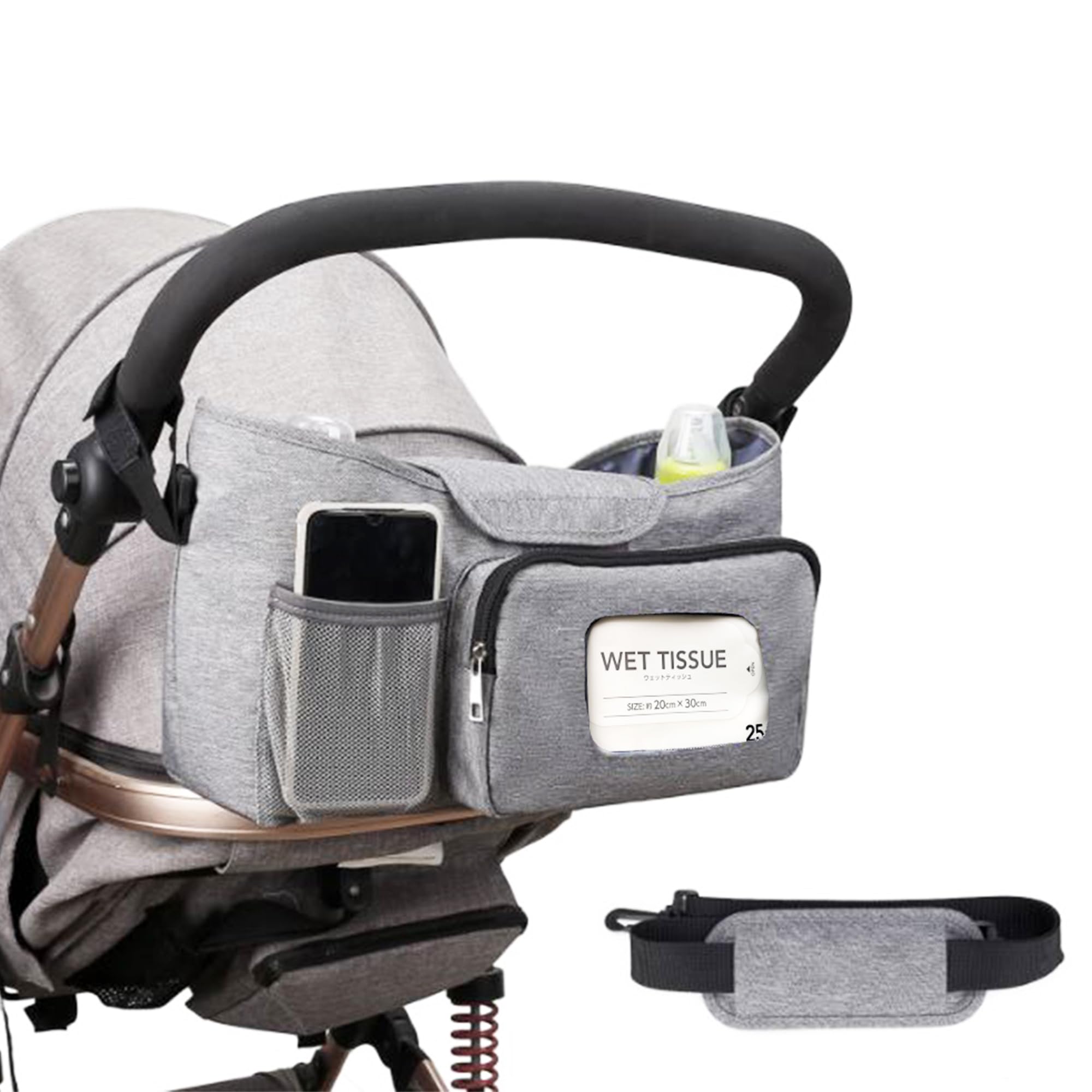 

GRANSEED Stroller Bag with Drink Easy Diaper Baby Bottle Large Multifunctional [2025 Latest] Holder, Installation, Pouch, Pocket, Storage, 2-Way,