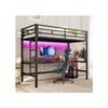 Lit Mezzanine - MUVOE - 90x200 Cm - Black Metal - Guardrail - Learning Table