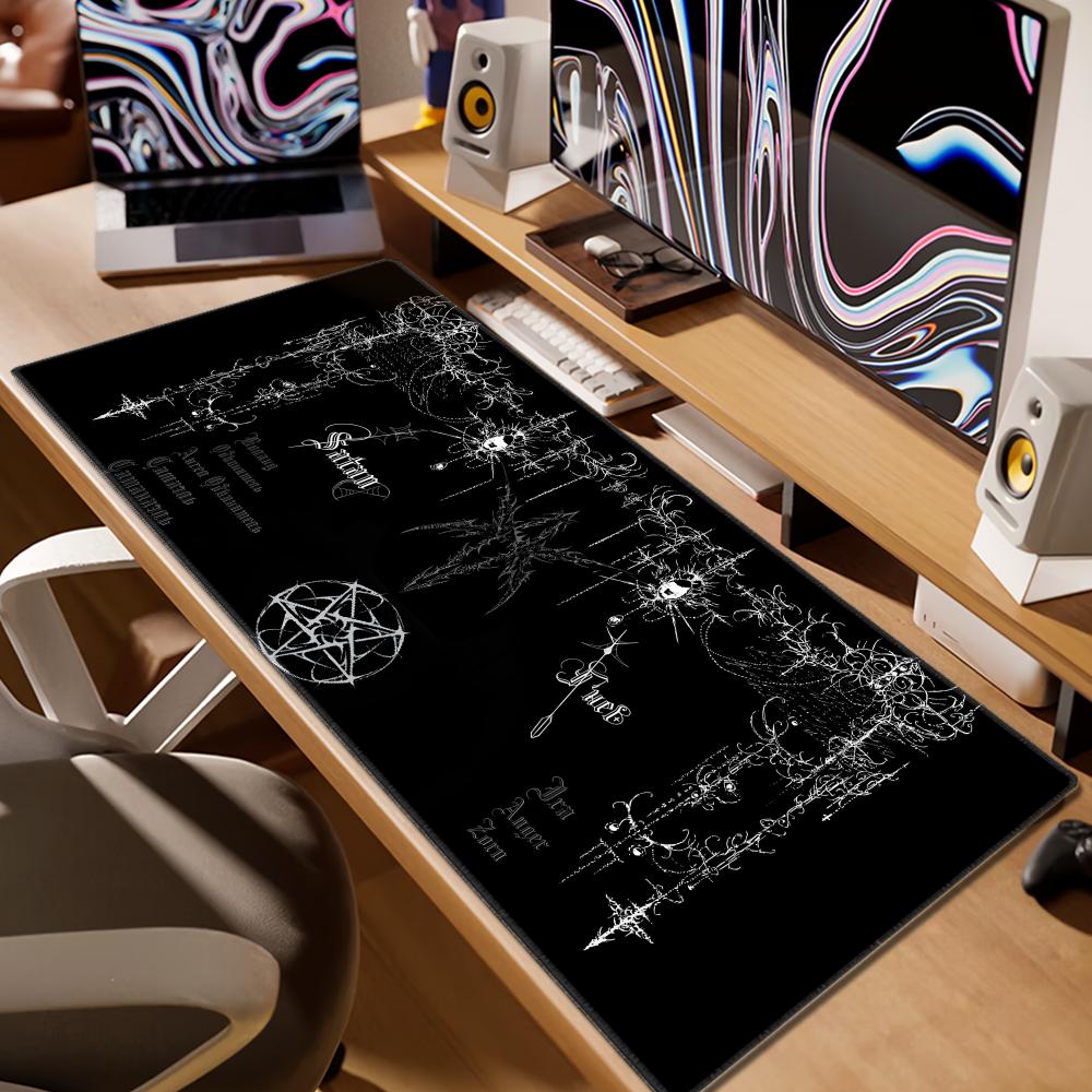 Black White Skull Desk Mat Large Rubber Mousepad XL Gothic Horror Skeleton Mouse Pad Computer PC Accessories Gaming Keyboard Mat
